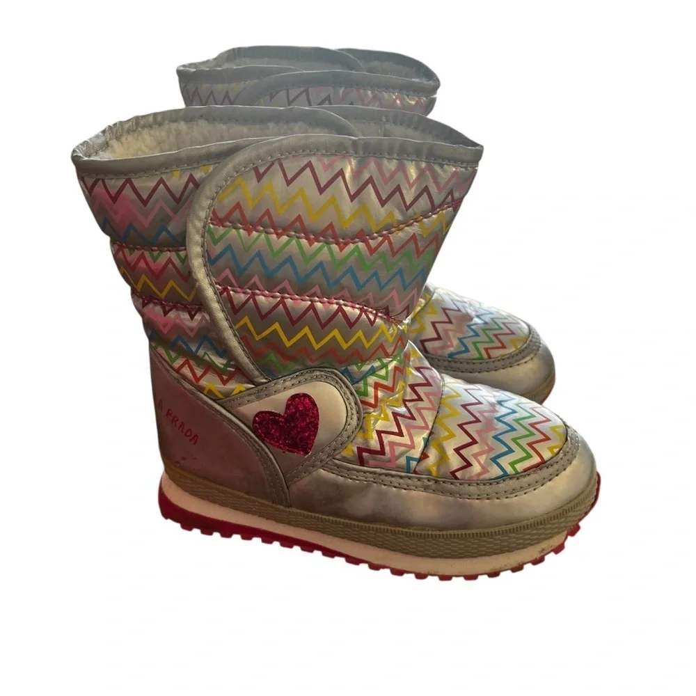 Agatha Ruiz De La Prada Colorful Zigzag Kids Snow Boots